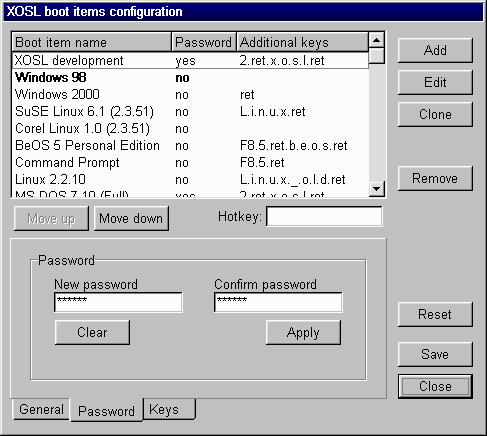 Setup: Boot item password (11k)